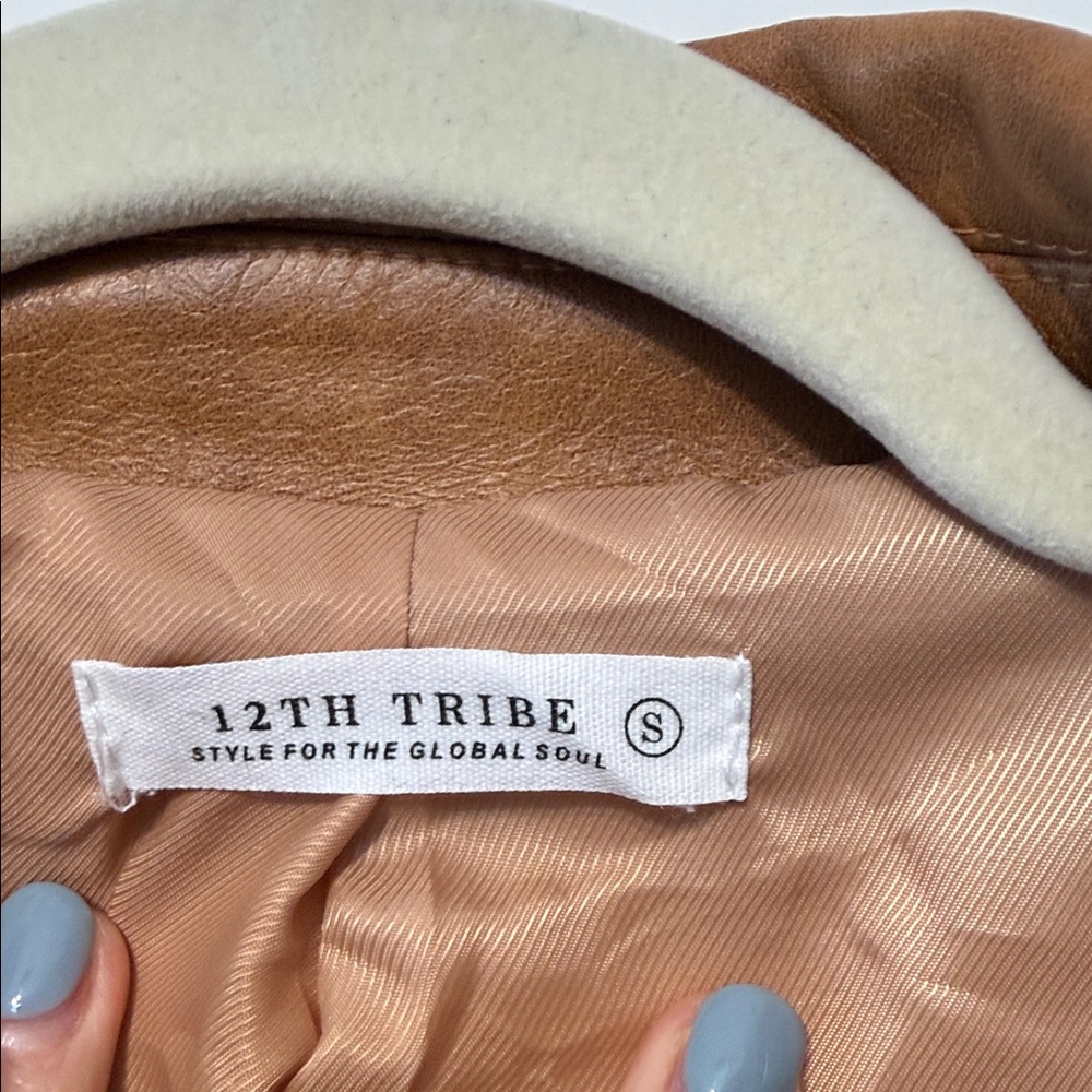 Women’s  12th tribe Brown vegan Leather Jacket - Picture 2 of 9